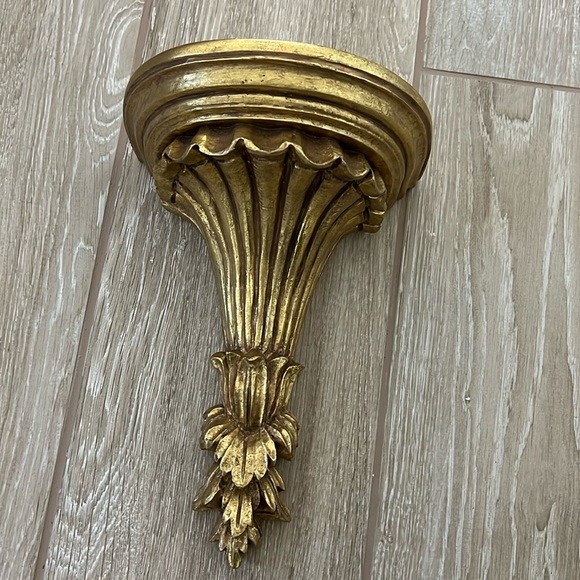 NEW Gorgeous Wood Ornate Gold Wall Sconce Shelf | 13”H x 8”W x 6”D - Picture 1 of 5